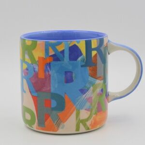 Anthropologie Lottie Monogram Mug R Coffee Tea Matcha Latte Cup Excellent